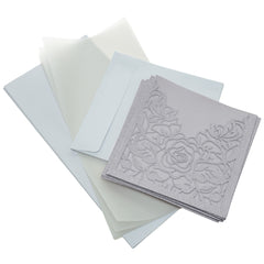 Square Glitter Laser-Cut Rose Blank Invitations, 6-Inch, 8-Count