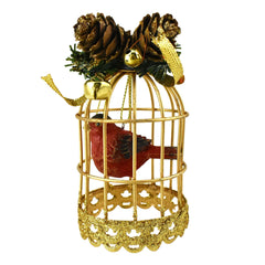 Miniature Cardinal Bird Cages Christmas Ornaments, 3-3/4-Inch, 2-Piece