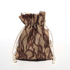 Faux Burlap Bags Lace Overlay, 4-Inch x 5-Inch, 6-Piece