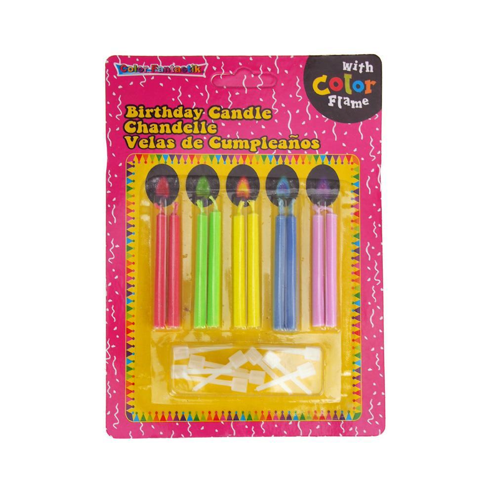 Birthday Candles with Color Flame, 2-Inch, 10-Count
