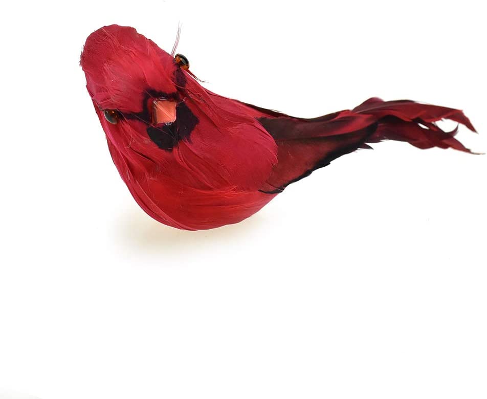 Feathered Cardinal Bird with Clip, 4-inch