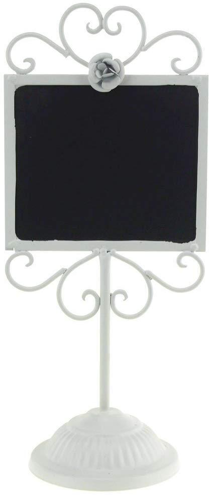 White Metal Chalkboard Framed Table Sign, 14-Inch