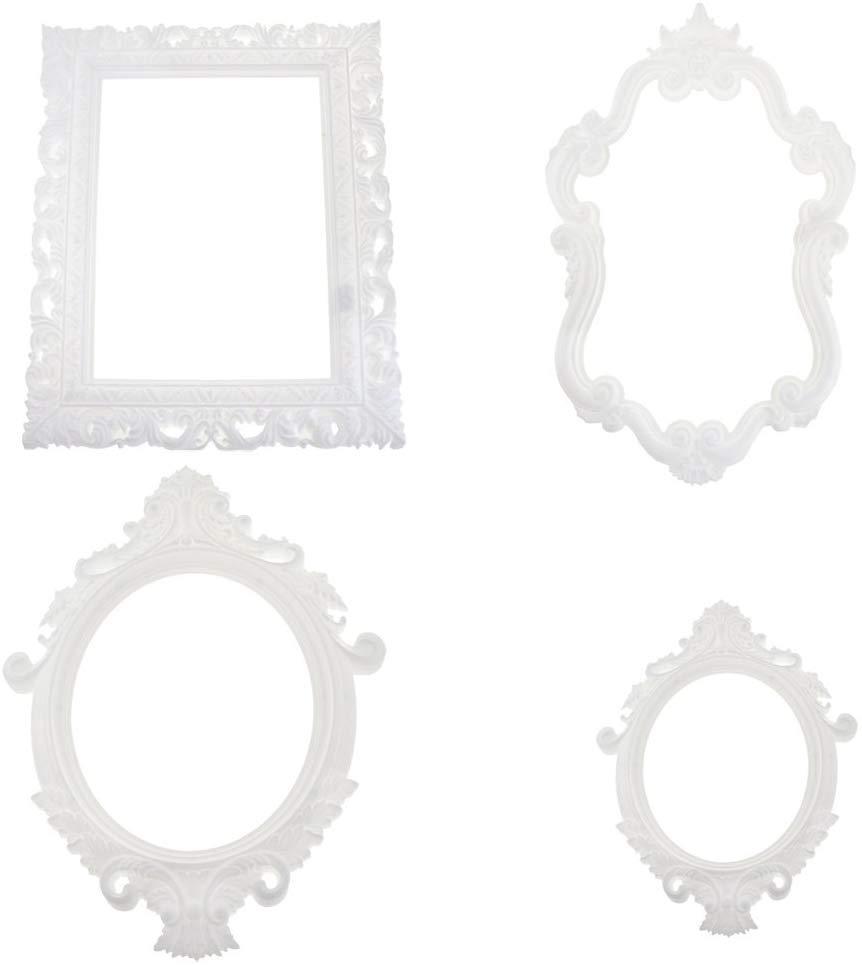 Plastic Royal Baroque Frames, White, Assorted Sizes,  4-Piece