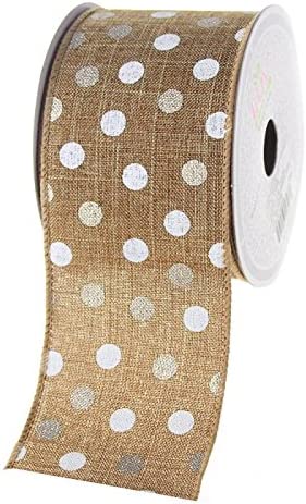 Canvas Ribbon with Metallic Dots, 2-1/2-inch, 10-yard, Toffee