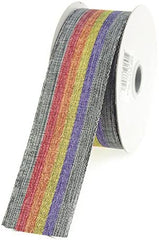 Rainbow Striped Vintage Cloth Ribbon 1-1/2-inch, 10-yard