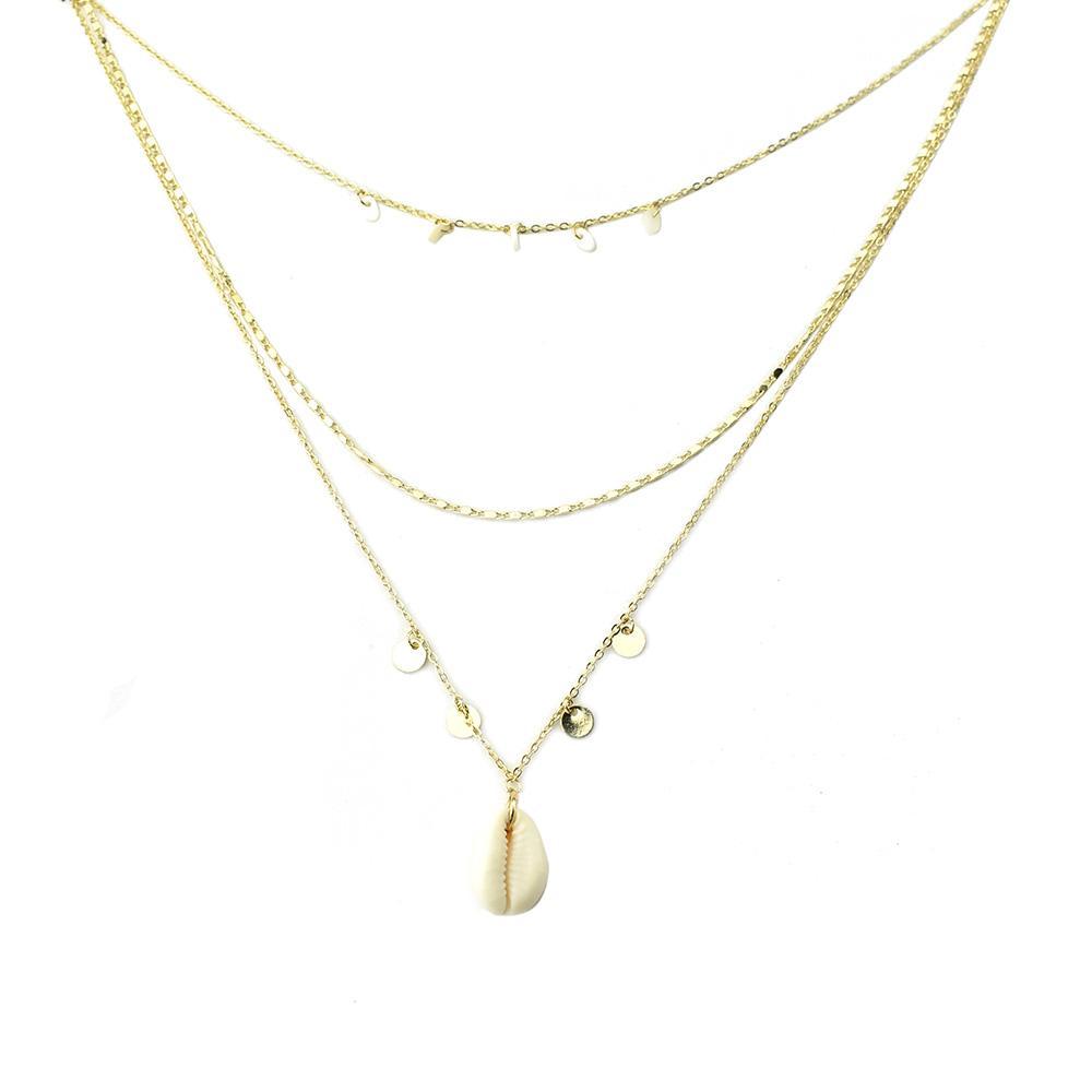 Gold Cowrie Shell Layer Necklace