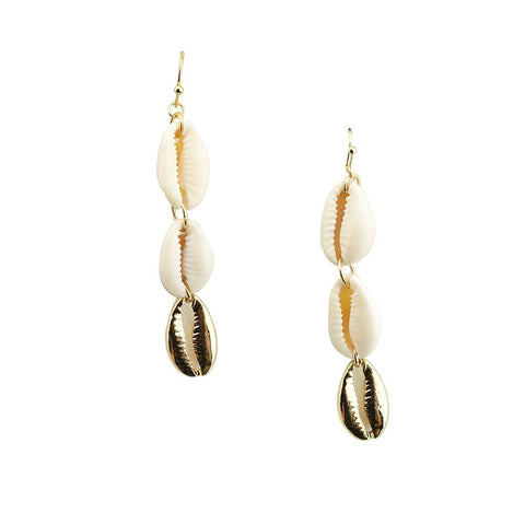 Cowrie Shell Pendant Drop Earrings, 2-Inch