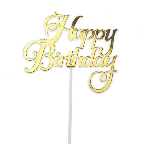 Plastic Chrome "Happy Birthday" Pick,  4-Inch, 12-Count