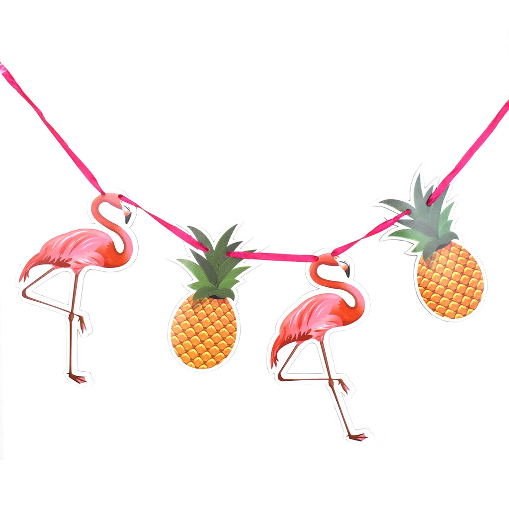 Flamingos and Pineapples Luau Party Banner, 10-Feet, 7-1/2-Inch