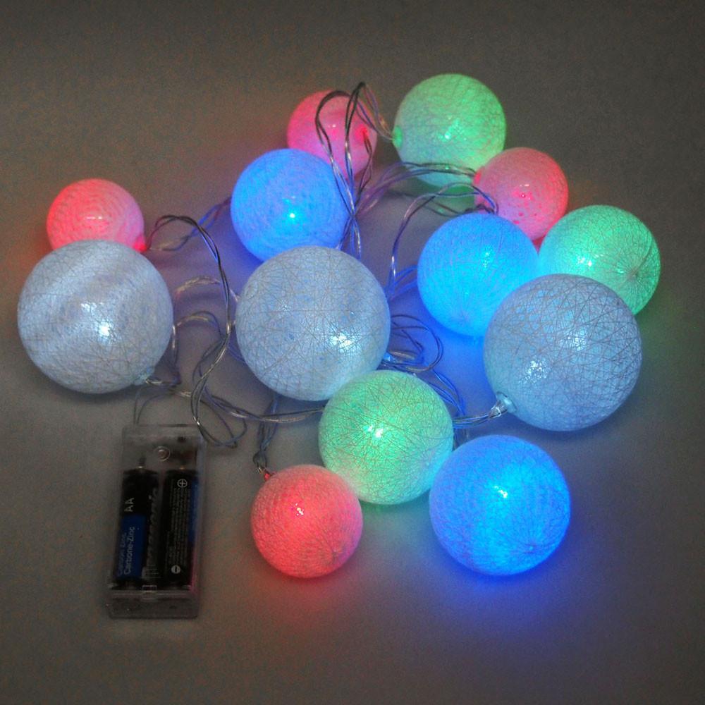 LED String Ball Lights, 13 LED, Multi-Color, 9-Feet