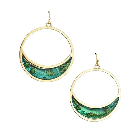 Jewel Toned Accent Circle Drop Dangle Earrings, 1-3/4-Inch