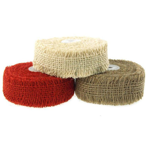 Burlap Ribbon Fringed Edge, 10-yard