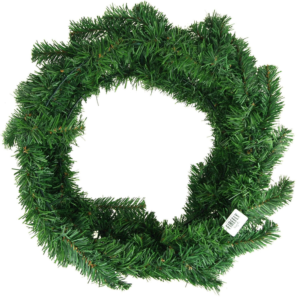 LED Artificial Christmas Pine Wreaths, Plain Green, 24-Inch