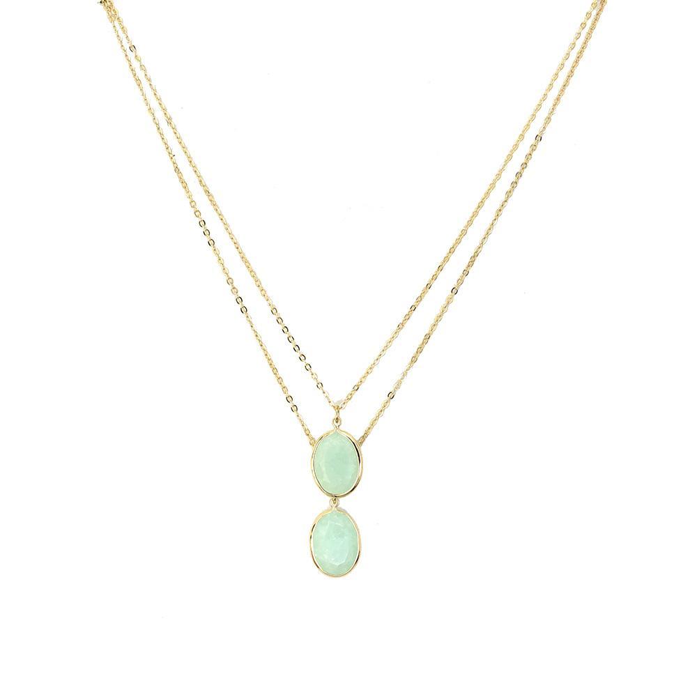 Aventurine Gemstones Layered Pendant Necklace, 16-Inch