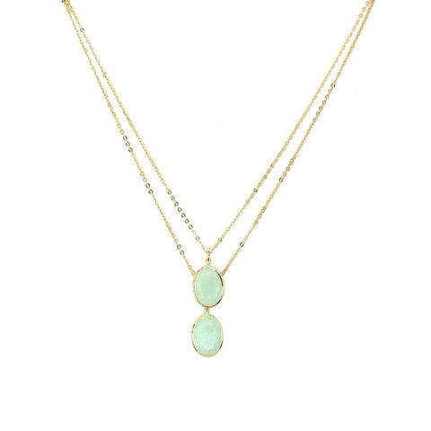 Aventurine Gemstones Layered Pendant Necklace, 16-Inch