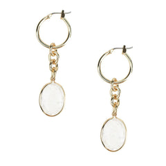 Dangling Gemstone Hoop Earring, 2-Inch