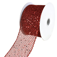 Christmas Dazzling Glitter Chunk Netting Wired Ribbon, 10-yard