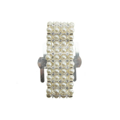 Corsage Wristlet with Pearl and Rhinestone Band, 1-1/8-Inch