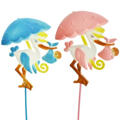 Stork Umbrella Baby Sign Party Pick Topper, 14-Inch, 12-Count