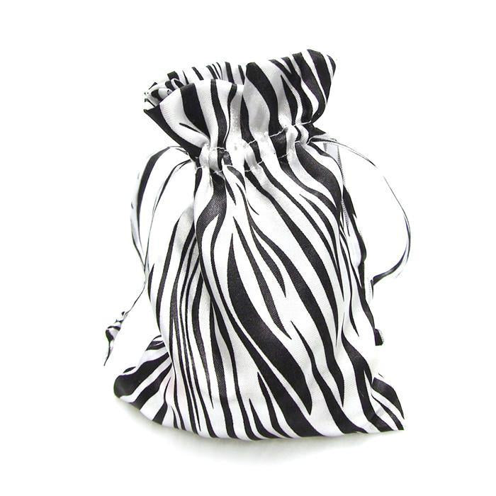 Zebra Stripe Satin Favor Bags, White/Black, 5-Inch x 6-1/2-Inch, 12-Piece