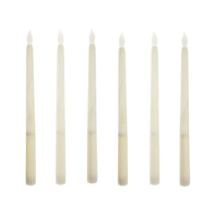LED Plastic Flickering Taper Candle, White, 11-Inch, 6-Count