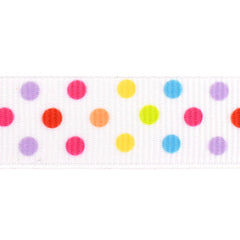 Pastel Rainbow Dots Satin Ribbon, 5/8-inch, 10-yard