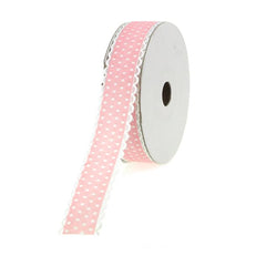Polka-Dot Polyester Ribbon Scalloped-Edge, 7/8-Inch, 25-Yard