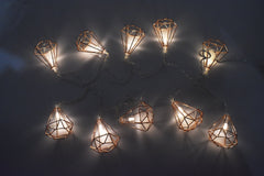 10 LED 3D Diamond Outline Warm White String Lights, Rose Gold, 2-Inch, 5-1/2-Feet