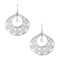 Open Filigree Tear Drop Earrings, 1-1/2-Inch