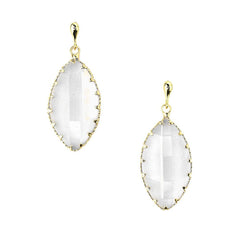 Leaf Shaped Gemstone Drop Earrings, 1-1/4-Inch