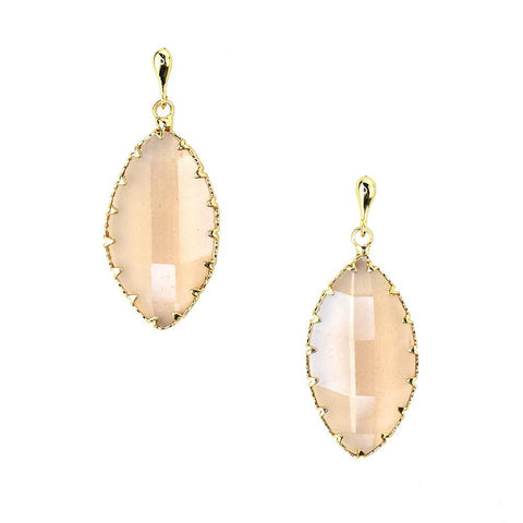 Leaf Shaped Gemstone Drop Earrings, 1-1/4-Inch