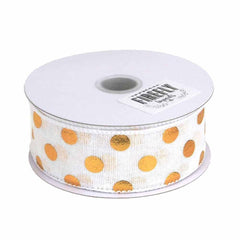 Embossed Dots Soft Canvas Ribbon Wired Edge, 10 Yards