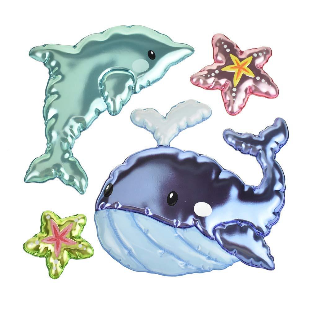 Sea Life Holographic Balloon 3D Pop-Up Wall Art Stickers, 5-Piece