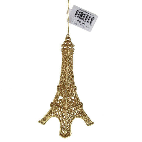 Acrylic Glittered Eiffel Tower Ornament, Metallic Gold, 5-3/4-Inch