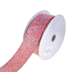 Christmas Glitter Frosted Polyester Wired Ribbon, 10-Yard