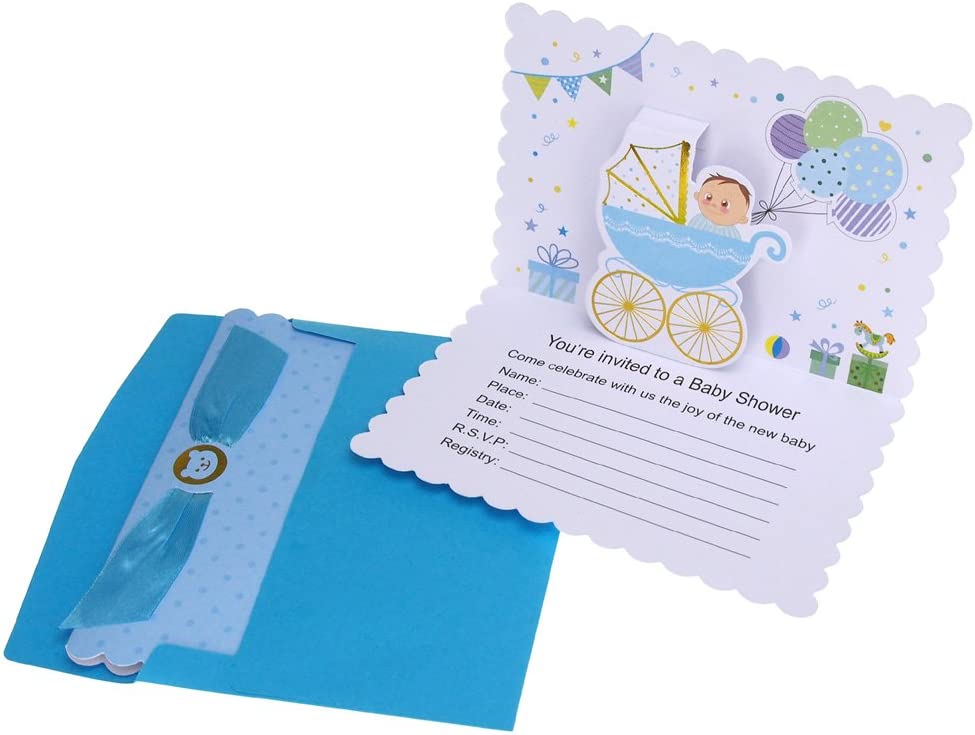 Baby Shower Girl Pop-Up Invitations, 6-3/4-inch, 10-count