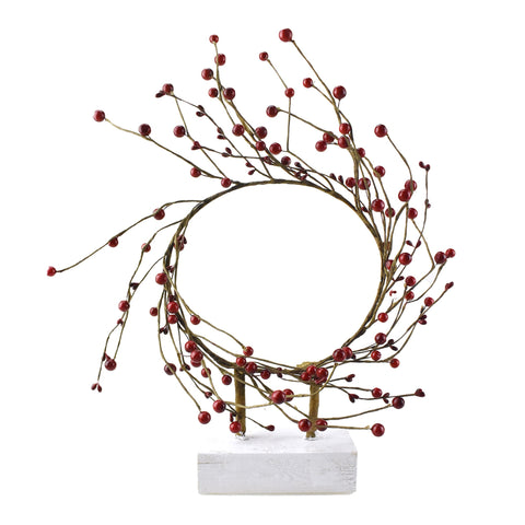Artificial Berry Wreath with Stand, 13-3/4-Inch
