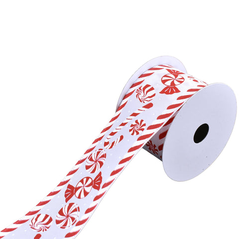 Christmas Peppermint and Candy Cane Wired Ribbon, 2-1/2-Inch, 10-Yard