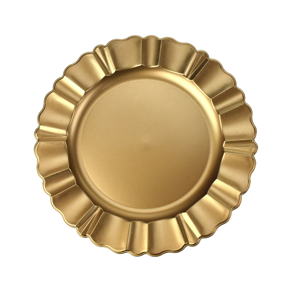 Scalloped Edge Matte Charger Plate, Gold, 12-1/2-Inch
