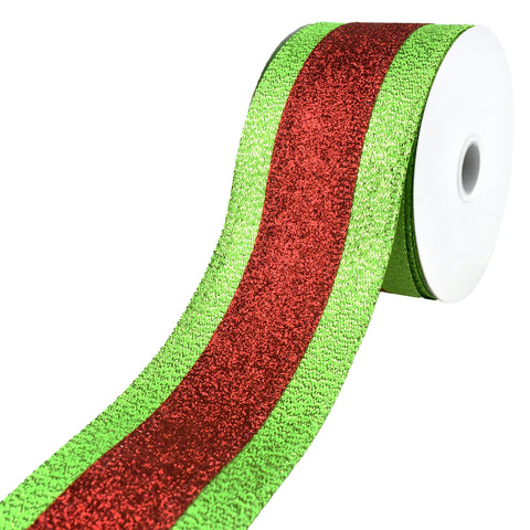 Metallic and Glitter Holiday Striped Christmas Wired Ribbon, 2-1/2-Inch, 10-Yard