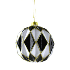 Checkered Diamond Finial Christmas Ornaments, 3-Inch, 3-Piece