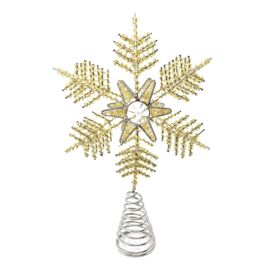 Christmas Beaded Tree Topper, Gold, 11-Inch