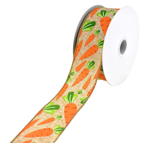 Lotsa Carrots Faux Linen Wired Ribbon, 1-1/2-Inch, 10-Yard