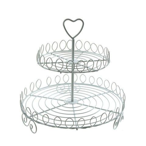 Round Metal Wire Cupcake Holder, 2-tier, 8-1/2-Inch, White