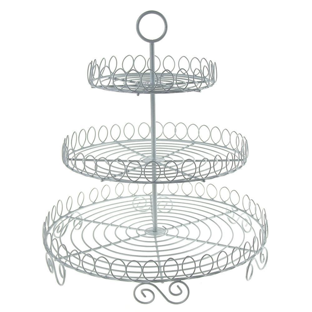 Round Metal Wire Cupcake Holder, 3-tier, 13-Inch, White
