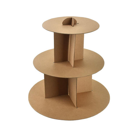 Cardboard Cupcake Stand, 3-Tier, Natural, 12-Inch