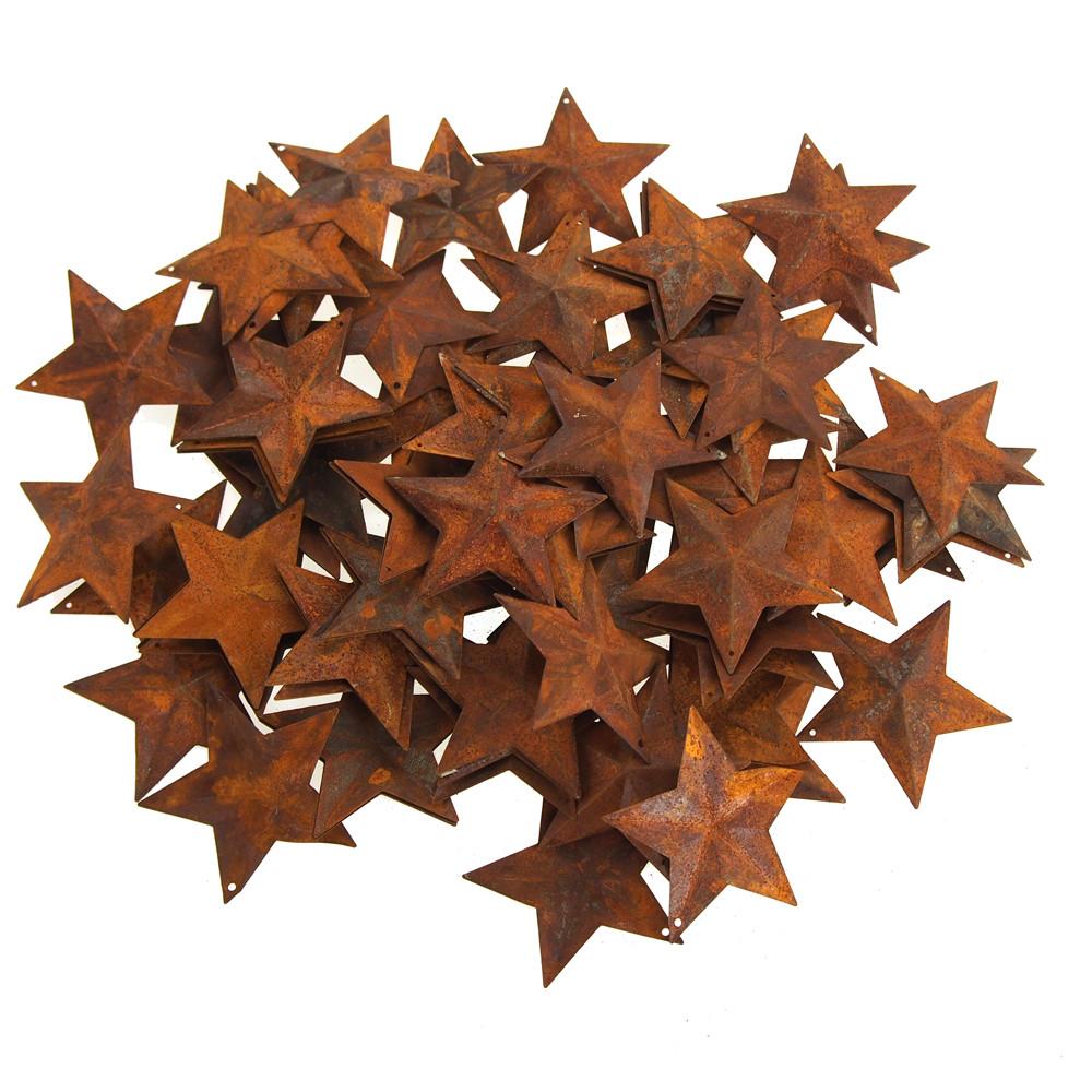 Mini Metal Rustic Stars Christmas Decor, 2-Inch, 100-Piece