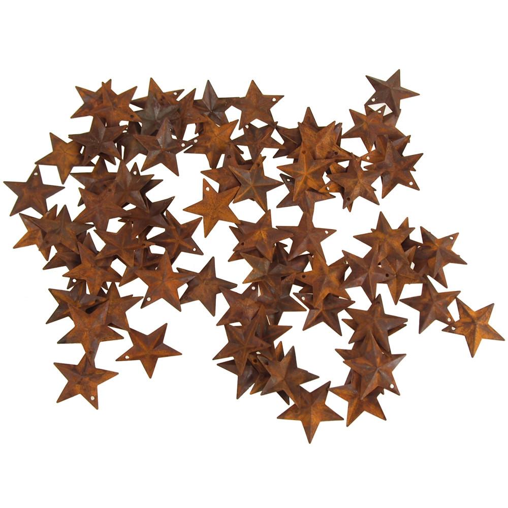 Mini Metal Rustic Stars Christmas Decor, 1-1/2-Inch, 100-Piece