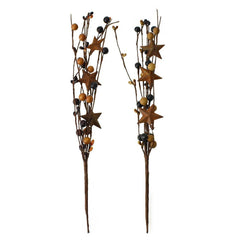 Rusted Stars and Berries Branch Spray, 12-1/2-Inch