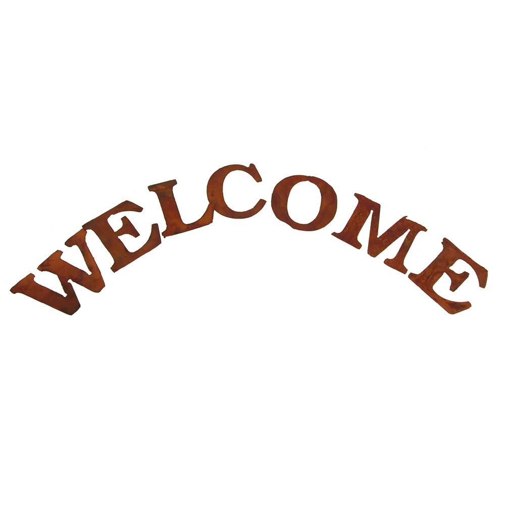 Rustic Metal Welcome Sign Home Decor, Rust, 3-1/4-Inch